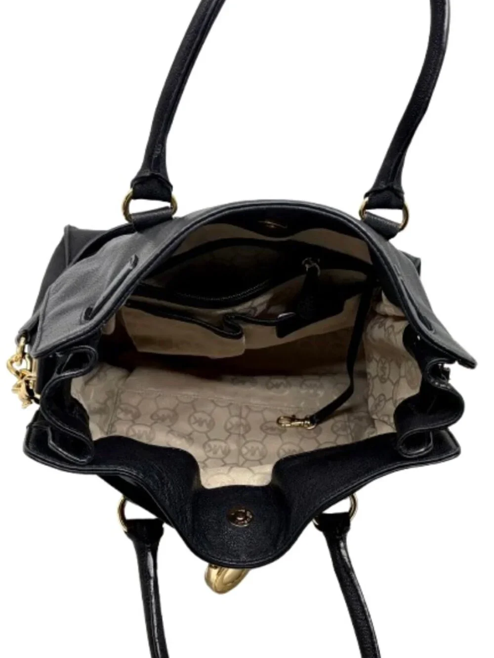 MICHAEL KORS~Hamilton~TWO-WAY~LARGE BLACK LEATHER~LOCK & KEY~SATCHEL BAG NWOT